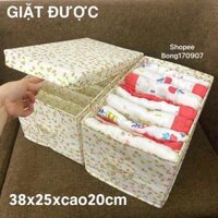 Hộp Đựng Quần Áo Chia Ngăn Tiện ích 38x25xcao20cm Phong Cách Nhật Bản - Giặt đc hoa nhínắp