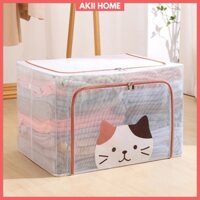 Hộp Đựng Quần Áo Khung Thép, Chất Liệu PVC Trong Suốt, Thùng Đựng Đồ Gấp Gọn 66L-100L TD25