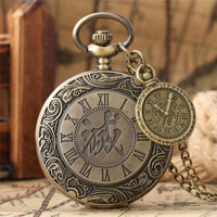 Hộp đựng số La Mã Steampunk Unisex Quartz Pocket Watch Vòng cổ có mặt Vòng cổ La bàn