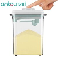 Hộp đựng sữa bột Ankou có muỗng và giá đỡ, Hộp đựng thực phẩm kín khí không chứa BPA, Trong suốt (Hình chữ nhật)