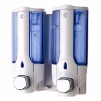 Hộp đựng sữa tắm nước gội đầu nhấn 2 bình treo tường chuyên dụng (Xanh)