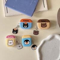 Hộp đựng tai nghe họa tiết chim cánh cụt đơn giản cho AirPods Pro2 1 2 3 4 thế hệ
