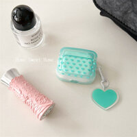 Hộp đựng tai nghe không dây Bluetooth Apple 1/2/3 Pro 2 hình trái tim màu xanh bạc hà tương thích với AirPods 4 dễ thương cho phụ nữ