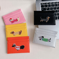 Hộp đựng thẻ chó Dachshund hoạt hình dễ thương với 5 khe cắm thẻ Túi đựng thẻ đầy màu sắc