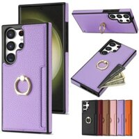 Hộp Đựng Thẻ Cho Samsung S22 Ultra S22 Plus S22 S21 FE S21 Ultra S21 Plus Ví Da S23FE Vỏ Vòng Khe Cắm Giá Đỡ