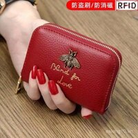 Hộp đựng thẻ chống trộm chính hãng cho phụ nữ, hộp đựng thẻ accordion có khóa kéo hình con ong nhỏ, ví tiền xu cho phụ nữ, hộp đựng thẻ cho phụ nữ, hộp đựng thẻ, hộp đựng CMND