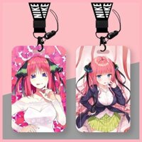 Hộp đựng thẻ Id Hộp đựng thẻ bảo vệ Bộ sưu tập Quintuplets Nakano Ichika Nino Miku Yotsuba Itsuki Hộp đựng thẻ sinh viên Thẻ thực phẩm Thẻ trường học Thẻ xe buýt Dây đeo cổ Dây buộc Vỏ cứng Phim hoạt hình đám cưới hoa năm phần tư