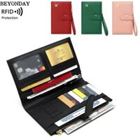 Hộp đựng thẻ RFID BEYONDAY, Vỏ hộ chiếu RFID chống trộm di động, Da đa chức năng Kẹp hộ chiếu dung tích lớn Du lịch