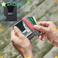 Hộp đựng thẻ tín dụng SHOOGIX Rfid, Túi đựng thẻ sợi Carbon giả mạo mỏng, Túi đựng tiền bằng cao su mở rộng sáng dành cho nữ