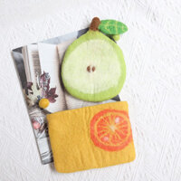 Hộp đựng thẻ trái cây Nhật Bản Handmade Nữ đựng tiền xu Len nỉ Giá đỡ thẻ xe buýt Hộp đựng tai nghe Bluetooth Hộp đựng thẻ Túi lưu trữ Bột Son môi Túi cam chanh lê len nỉ