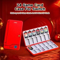 Hộp đựng thẻ trò chơi 24 khe cho Nintendo Switch, Vỏ lưu trữ hộp mực OLED / NS / Lite di động, Tương thích với 24 thẻ trò chơi và 24 thẻ Micro SD, Phụ kiện bền bỉ không cần điện tử