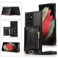 Hộp đựng thẻ Túi đeo vai da màu trơn cho Samsung Galaxy S20Ultra S20Plus S10Plus S21 Plus S20 Plus S10 S20Fe S9 Plus Note10 Pro Note 20 Ultra S25 Ultra S24 Plus S23 FE S22 Plus