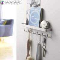 Hộp đựng thư chìa khóa AARON1, Bộ sắp xếp giá treo tường 6 móc, Khay kệ màu trắng Trang trí nội thất Tủ quần áo