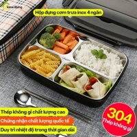 Hộp đựng thức ăn AIGE, Hộp cơm giữ nhiệt 4 ngăn cao cấp chịu được nhiệt, Bộ hộp cơm trưa kèm túi