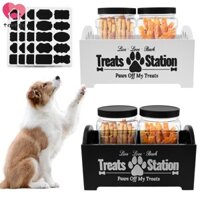 Hộp đựng thức ăn cho chó bằng gỗ Hộp đựng thức ăn cho chó có lọ và miếng dán Trạm điều trị cho chó trang trí cho mặt bàn SHOPSKC2789