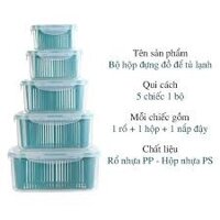 Hộp đựng thực phẩm 5 hộp nhựa-5 rổ nhựa đựng có nắp đậy đa năng