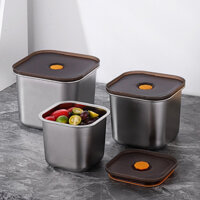 Hộp đựng thực phẩm bằng inox, khay đựng đồ để tủ lạnh ngăn mùi có nắp đậy dung tích 2200ml, 4000ml