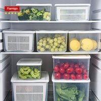 Hộp đựng thực phẩm có nắp đậy cao cấp, khay nhựa để tủ lạnh kèm rổ ráo nước bảo quản thức ăn tiện dụng