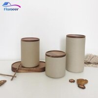 Hộp đựng thực phẩm kín khí Flameer có nắp gỗ kín khí, hộp thiếc, hộp đựng, bánh quy cà phê và