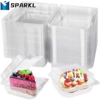 Hộp đựng thực phẩm mang đi SPARKL 100 chiếc, có nắp đậy Hộp nhựa dùng một lần có thể xếp chồng lên nhau, Hộp bánh phô mai bằng nhựa vuông tiện lợi Đồ dùng dự tiệc