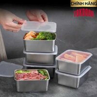 Hộp Đựng Thực Phẩm Tủ Lạnh, Đồ Ăn Bằng Inox 304 Có Nắp Nhựa Kèm Theo Tiện Lợi 135x105x58 mm - 1 HỘP
