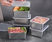 Hộp Đựng Thực Phẩm Tủ Lạnh, Đồ Ăn Bằng Inox 304 Có Nắp Nhựa Kèm Theo Tiện Lợi 135x105x58 mm