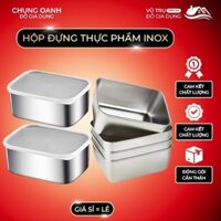 Hộp đựng thực phẩm tủ lạnh, set 5 hộp đựng bảo quản thực phẩm chất liệu inox 304 dùng được cho lò vi sóng