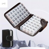 Hộp đựng thuốc 14 ngày PHẦN, Hộp đựng thuốc hai mặt 56 ngăn, Hộp đựng thuốc di động bằng da nhỏ gọn dễ sử dụng