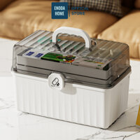 Hộp Đựng Thuốc 3 Tầng ENODA HOME, Hộp Lưu Trữ Thuốc, Đồ Y Tế Cho Cá Nhân Và Gia Đình Có Nắp Trong Suốt Q080