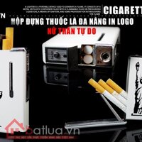 Hộp đựng thuốc đa năng kiêm quẹt khè in hình tượng nữ thần tự do mầu trắng -