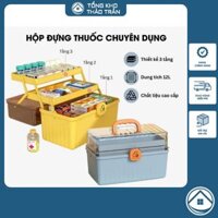Hộp đựng thuốc gia đình, hộp y tế mini có quai xách, hộp lưu trữ y tế khẩn cấp 3 tầng