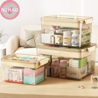Hộp đựng thuốc gia đình nhiều lớp N2HAO Hộp đựng y tế dung tích lớn Thiết kế trong suốt cho tổ chức sơ cứu và thuốc n