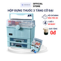 Hộp Đựng Thuốc Gia Đình Y Tế 3 tầng Chia Ngăn Có 2 Ngăn Kéo Nhựa PP Loại 1 TomHouseVN