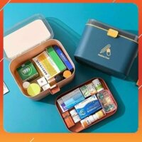 Hộp Đựng Thuốc Gia Đình Y Tế Phân Loại Thuốc Cỡ Lớn  Siêu Tiện Dụng, Khay đựng thuốc 2 tầng