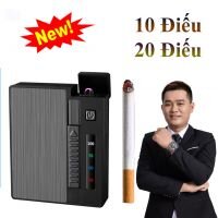 Hộp đựng thuốc lá kiêm bật lửa điện plasma có đèn led hiển thị 4 mức độ pin
