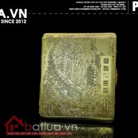 Hộp đựng thuốc lá Riverside khắc bức tranh phong cảnh nông thôn làm bằng đồng nguyên chất siêu mỏng kích thước (9 *7.8*1cm) ( đựng được 9 điếu thuốc) -