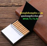 Hộp đựng thuốc lá Y2 khung thép bọc da 10 điếu, nắp gập sang chảnh