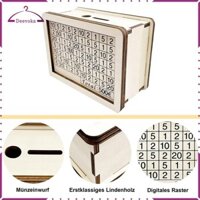 Hộp đựng tiền bằng gỗ có bộ đếm kỹ thuật số cho trẻ em và người lớn - Bình tiết kiệm có hộp mở