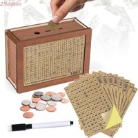 Hộp đựng tiền bằng gỗ DALTON, Hộp tiết kiệm sáng tạo có thể tái sử dụng, Ngân hàng tiền xu trẻ em Bút đánh dấu màu nâu Mục tiêu tiết kiệm Mục tiêu Piggy Bank Coin