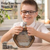 Hộp đựng tiền bằng gỗ Hộp tiết kiệm tiền Bàn trang trí Quà tặng 1 mảnh