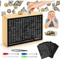 Hộp đựng tiền bằng gỗ, Hộp đựng tiền bằng gỗ với 8 mục tiêu tiết kiệm, Hộp tiết kiệm bằng gỗ One Piece Hộp tiết kiệm tiền xu có quầy, Quà tặng cho người lớn Trẻ em Bé trai Bé gái