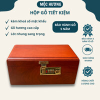 Hộp đựng tiền tiền tiết kiệm gỗ ,trạm khắc hoạ tiết tinh xảo có khoá sổ đổi được mật khẩu tiện lợi sang trọng