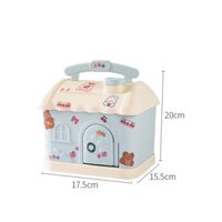 Hộp Đựng Tiền Tiết Kiệm Cho Bé, Ống Heo Tiết Kiệm Tiền Hình Ngôi Nhà Có Khoá Tặng Kèm Sticker cho Bé