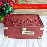 Hộp đựng tiền tiết kiệm gỗ Hương có khóa số trạm Mã Đáo Thành Công cao cấp kt 22x12x10cm