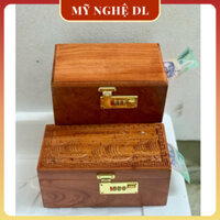 Hộp đựng tiền tiết kiệm, hộp đựng con dấu, trang sức vàng có khoá mật mã chất liệu gỗ hương khắc lazer tinh xảo