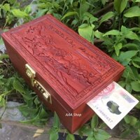 Hộp đựng tiền tiết kiệm mini , đựng con dấu , gỗ Hương có khóa số trạm khắc - Mã Đáo Thành Công