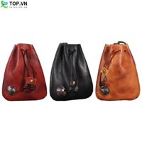 Hộp đựng tiền xu bằng da cổ điển chức năng có vòng chìa khóa để lưu trữ an toàn