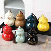 Hộp đựng trà gốm sứ hình bầu, hộp đựng bột kín chống ẩm, hộp đựng thuốc mỡ, hộp chống cháy, trang trí bàn retro rồng
