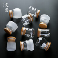 Hộp đựng trà mini Youai lọ đựng trà nhỏ Thủy tinh trong suốt tiện mang theo hộp đựng đồ du lịch đóng kín chai kẹo gia dụng