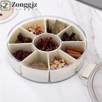 Hộp đựng trái cây gia vị tròn ZONGGJZ, Khay phục vụ chia 9 dây công suất lớn, Nhựa đa năng có nắp và tay cầm Hộp đựng đồ ăn nhẹ trái cây chống bụi Nhà bếp